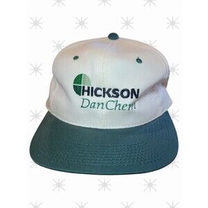 Vintage 90s Hickson DanChem Snapback Hat Cap Green White NOS Green Lettering